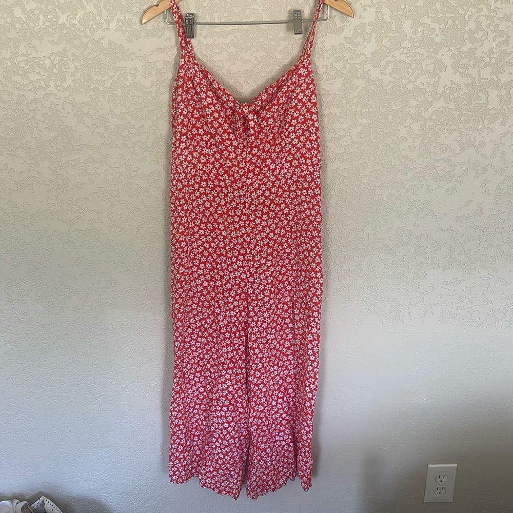 Old Navy Red Floral Jumpsuit